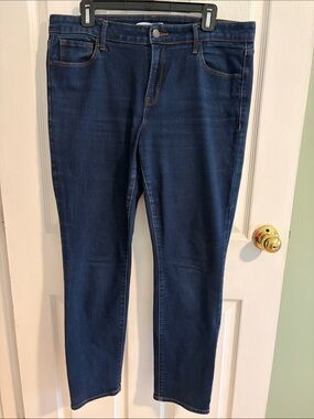 Old Navy Power Slim Straight Dark Blue Women's Stretch Jeans Mid-Rise 28” inseam